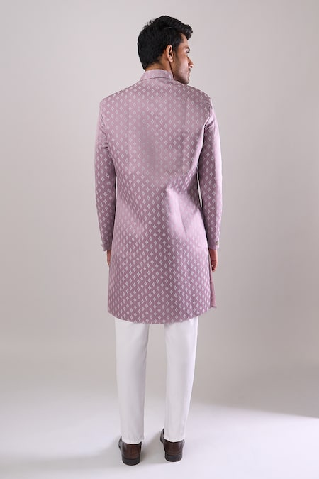 Arihant Rai Sinha Pink Woven Jacquard Sherwani & White Pant 
