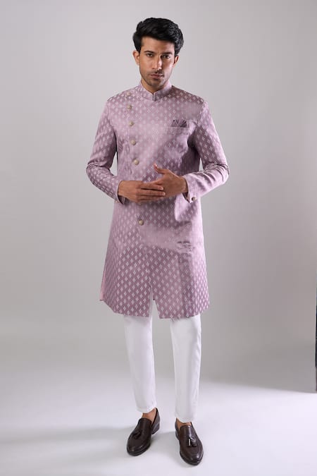 Buy Arihant Rai Sinha Pink Woven Jacquard Sherwani And White Pant Online at Aza Fashions Buy_Arihant Rai Sinha_Pink Woven Jacquard Sherwani And White Pant _Online_at_Aza_Fashions