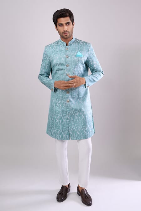 Arihant Rai Sinha Woven Jacquard Green Sherwani & Pant Set 