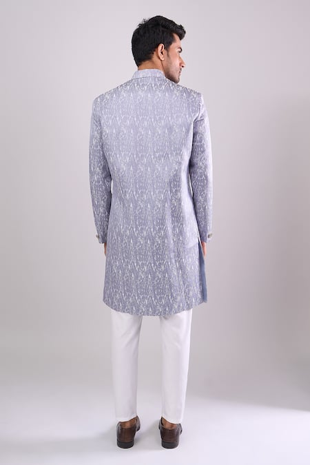 Arihant Rai Sinha Grey Woven Jacquard Sherwani & White Pant 