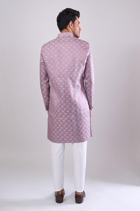 Arihant Rai Sinha Pink Woven Jacquard Sherwani & White Pant Set 