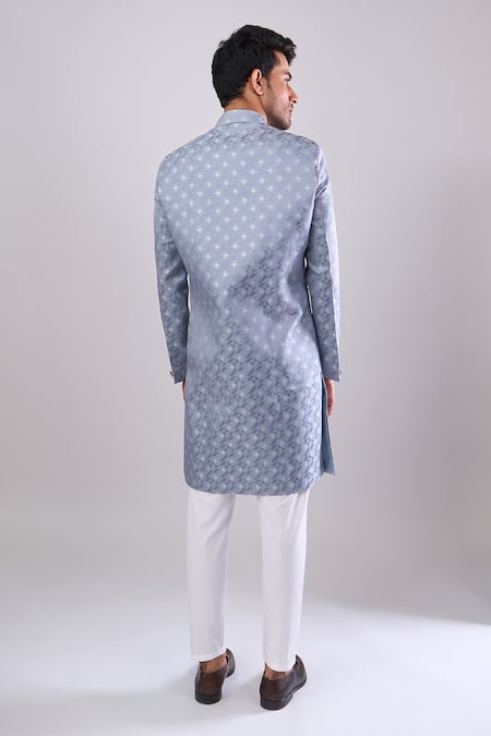 Arihant Rai Sinha Grey Woven Jacquard Sherwani & White Pant 
