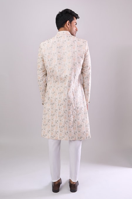 Arihant Rai Sinha Designer Off-White Embroidered Sherwani Set 