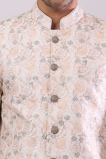 Arihant Rai Sinha Off White Silk, Polyester, Viscose Embroidery Designer Sherwani Set at Aza Fashions Arihant Rai Sinha_Off White Silk, Polyester, Viscose Embroidery Designer Sherwani Set _at_Aza_Fashions