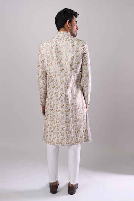 Arihant Rai Sinha Designer Off-White Embroidered Sherwani Set 