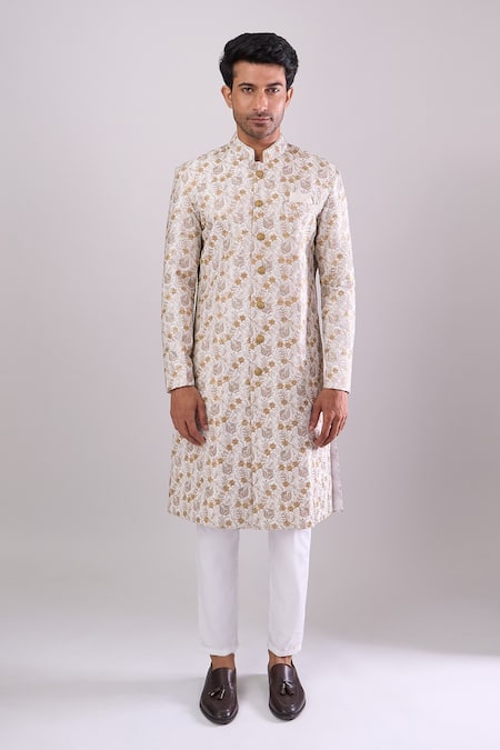 Arihant Rai Sinha_Off White Polyester, Viscose Embroidery Designer Sherwani Set _at_Aza_Fashions
