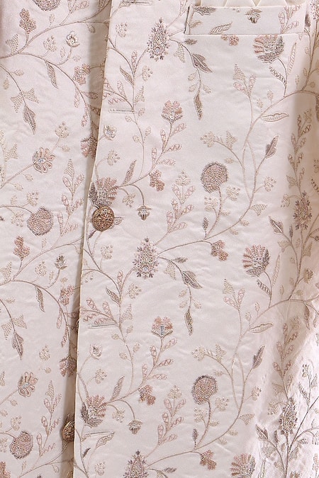 Arihant Rai Sinha_Off White Embroidery Base Sherwani Set _at_Aza_Fashions