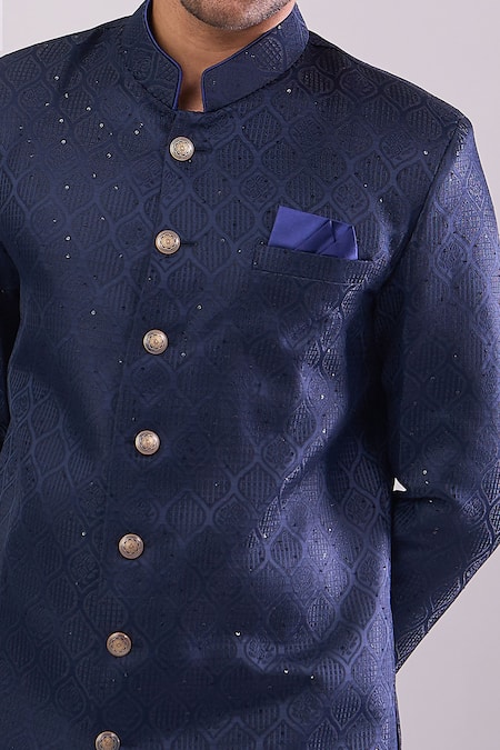 Buy Arihant Rai Sinha Navy Polyester, Viscose Sequins Blue Sequence Embroidered Sherwani Set Online at Aza Fashions Buy_Arihant Rai Sinha_Navy Polyester, Viscose Sequins Blue Sequence Embroidered Sherwani Set _Online_at_Aza_Fashions