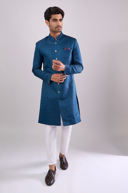 Arihant Rai Sinha Blue Sequence Embroidered Sherwani Set 