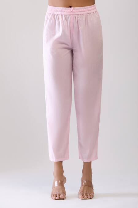 Buy Samyukta Singhania Pink Cotton Embroidery Round Neck Mulmul Anarkali Set Buy_Samyukta Singhania_Pink Cotton Embroidery Round Neck Mulmul Anarkali Set