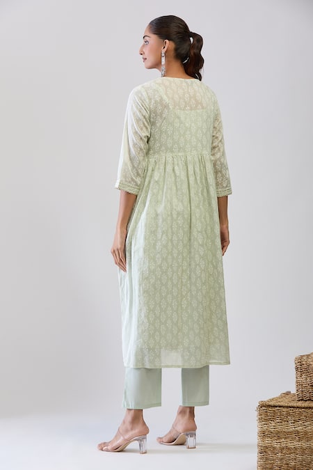 Samyukta Singhania Pista Green Shrug Set