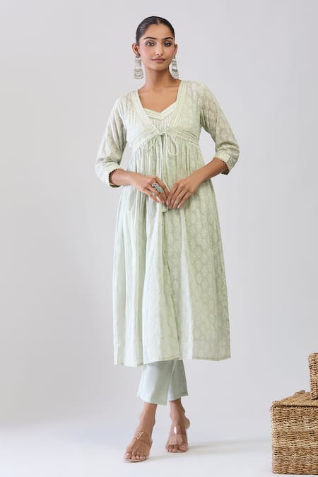 Samyukta Singhania Pista Green Shrug Set