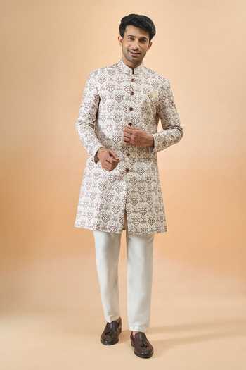 Arihant Rai Sinha Cream Silk Embroidery Sherwani Set Online at Aza Fashions Arihant Rai Sinha_Cream Silk Embroidery Sherwani Set _Online_at_Aza_Fashions