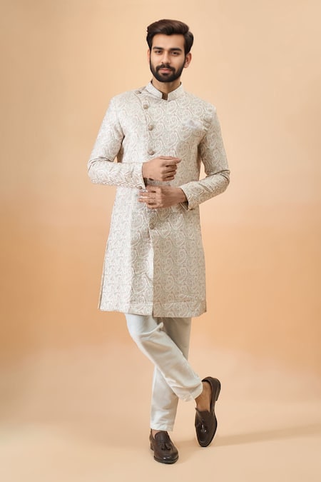 Arihant Rai Sinha Designer Off White & Pink Sherwani Set 