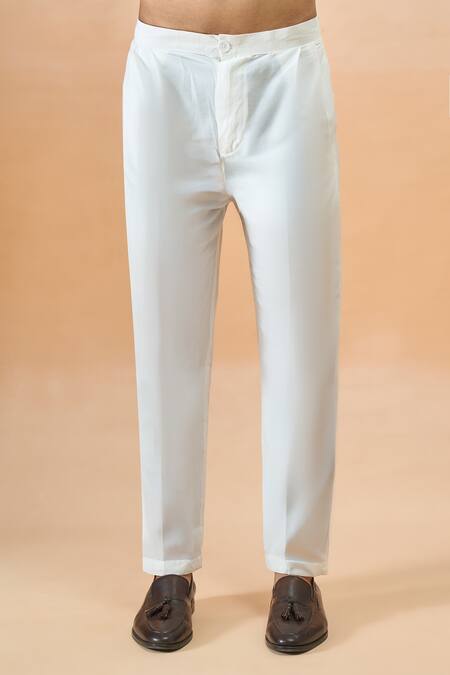 Arihant Rai Sinha_Beige Silk Sherwani With White Pant _Online_at_Aza_Fashions