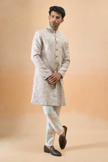Arihant Rai Sinha Pink Silk Embroidery Sherwani Set at Aza Fashions Arihant Rai Sinha_Pink Silk Embroidery Sherwani Set _at_Aza_Fashions