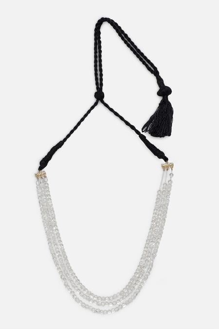 Shop Dugran By Dugristyle White Gold-plated Layered Necklace at Aza Fashions Shop_Dugran By Dugristyle_White Gold-plated Layered Necklace _at_Aza_Fashions