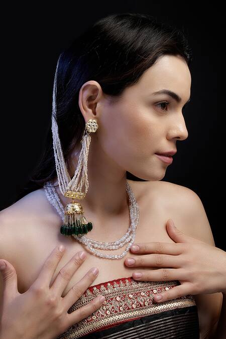 Shop Dugran By Dugristyle White Gold-plated Layered Necklace Online at Aza Fashions Shop_Dugran By Dugristyle_White Gold-plated Layered Necklace _Online_at_Aza_Fashions