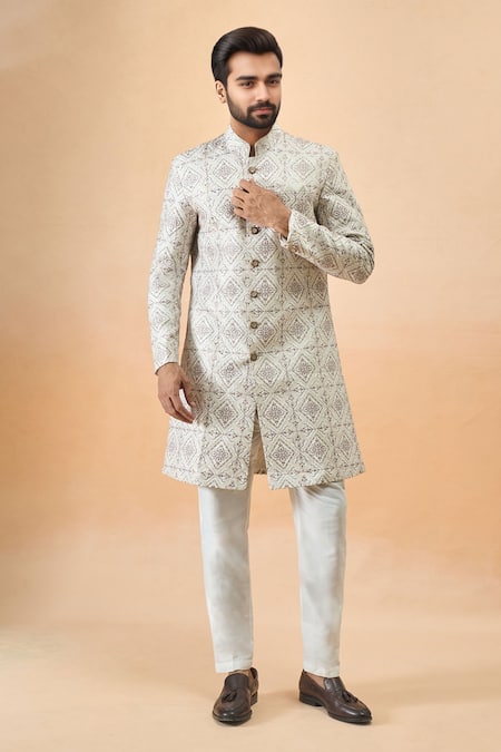 Arihant Rai Sinha Cream Embroidered Sherwani Set 