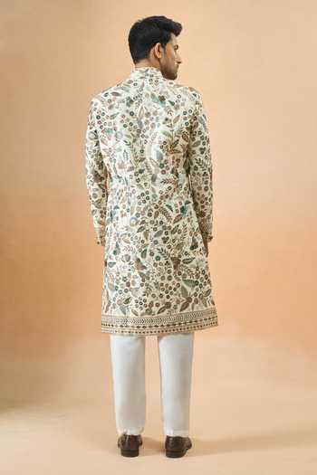 Arihant Rai Sinha Cream Silk Thread Embroidered Sherwani Set