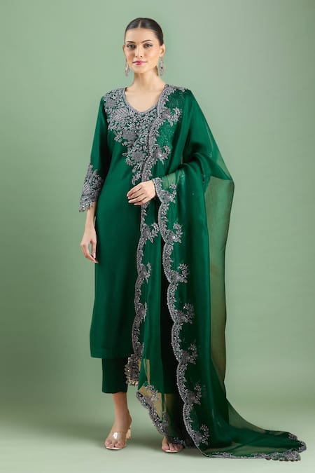 Prisho Zardozi Yoke Embroidered Kurta Set 