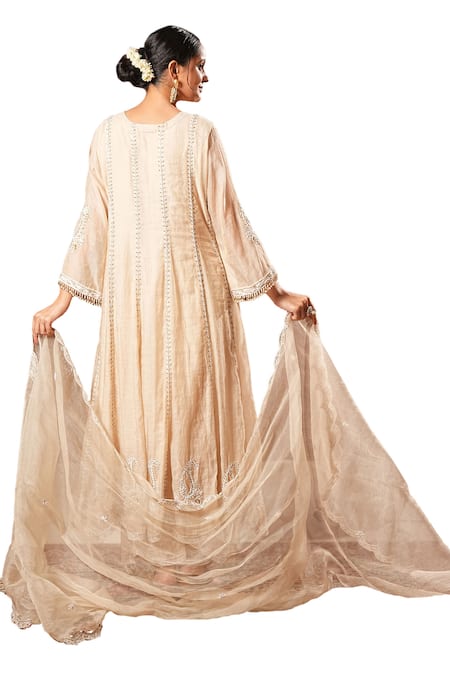 Sonali Methi Chanderi Hand Embroidered Anarkali Set 