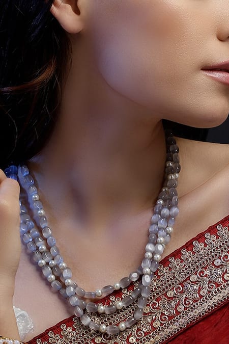 Dugran By Dugristyle Gray Chandi Saaya Layered Necklace 