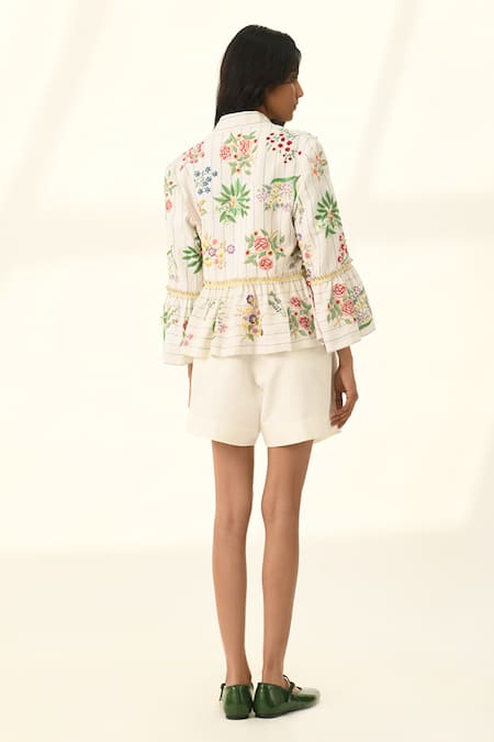 Payal Pratap Ivory Tailored Pleated Shorts 