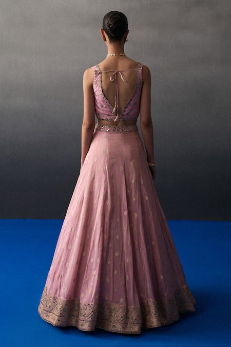 Angad Singh Pink Banarasi Festive Lehenga Set 