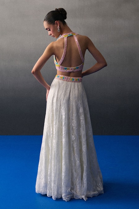 Angad Singh Designer White Festive Lehenga Set 