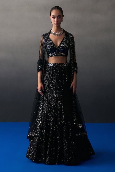 Angad Singh Black Festive Lehenga Set 