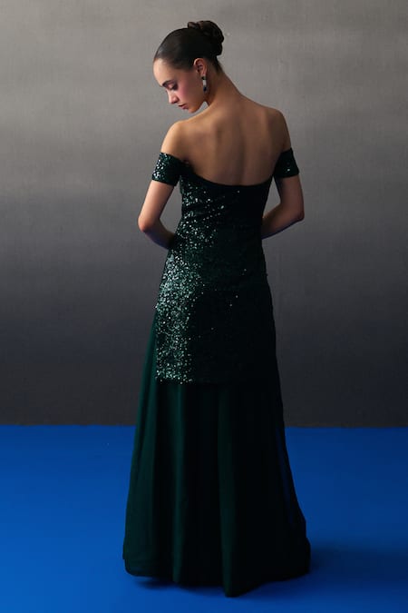 Angad Singh Green Sequins Sharara Set 