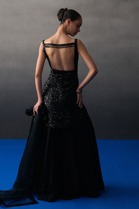 Angad Singh Black Sharara Kurta Set 