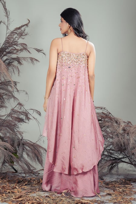 Rirasa Hand Embroidered Pink Tunic & Sharara Set 