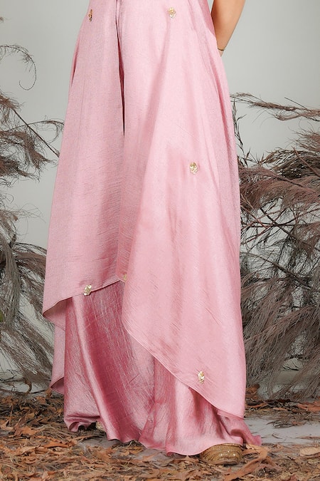 Buy_Rirasa_Pink Sequins, Embroidery Round Neck Hand Kurta With Sharara _Online_at_Aza_Fashions