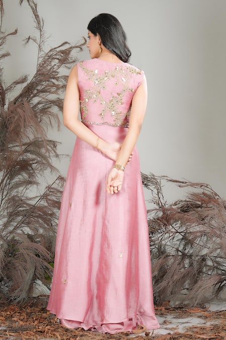 Rirasa Hand Embroidered Pink Kurta with Sharara 