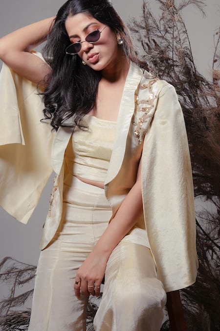 Buy Rirasa Ivory Tissue Embroidery, Sequins Scoop Neck, Hand Pant Set Online at Aza Fashions Buy_Rirasa_Ivory Tissue Embroidery, Sequins Scoop Neck, Hand Pant Set _Online_at_Aza_Fashions