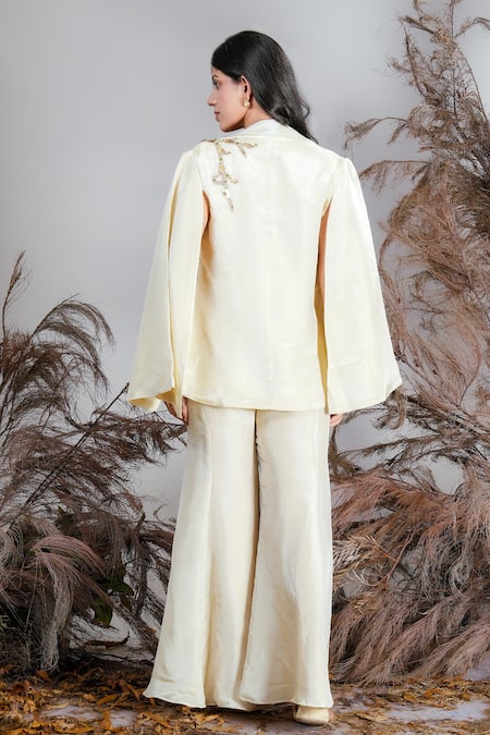 Shop Rirasa Ivory Tissue Embroidery, Sequins Scoop Neck, Hand Pant Set at Aza Fashions Shop_Rirasa_Ivory Tissue Embroidery, Sequins Scoop Neck, Hand Pant Set _at_Aza_Fashions