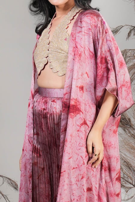 Buy Rirasa Coral Embroidery Scoop , Open Pink Hand Bustier Set Online at Aza Fashions Buy_Rirasa_Coral Embroidery Scoop , Open Pink Hand Bustier Set _Online_at_Aza_Fashions