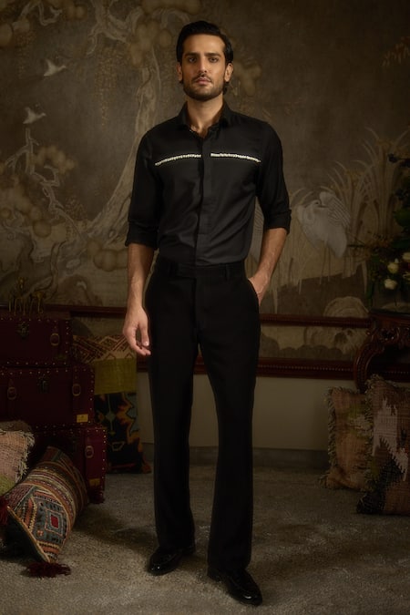 Ankit V Kapoor Black Beads Echo Blade Event Shirt
