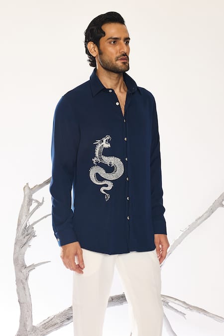 Ankit V Kapoor Woven Draken Sky Shirt 