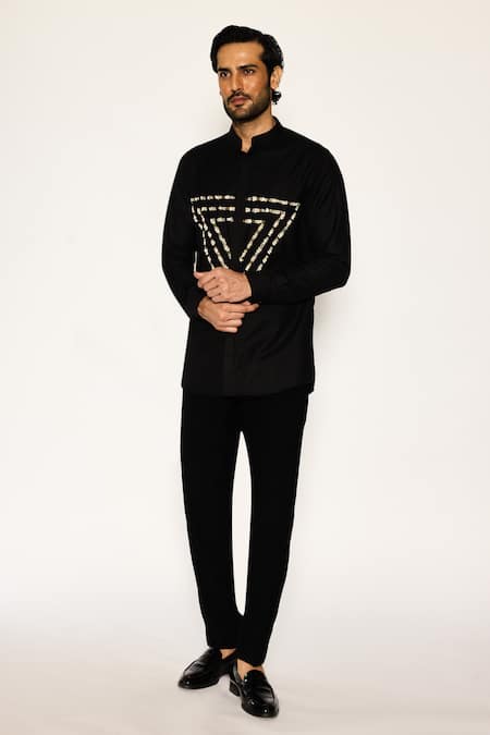 Shop Ankit V Kapoor Black Prism Path Axis Shirt at Aza Fashions Shop_Ankit V Kapoor_Black Prism Path Axis Shirt _at_Aza_Fashions