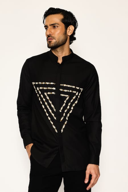 Ankit V Kapoor Black Prism Path Axis Shirt Online at Aza Fashions Ankit V Kapoor_Black Prism Path Axis Shirt _Online_at_Aza_Fashions