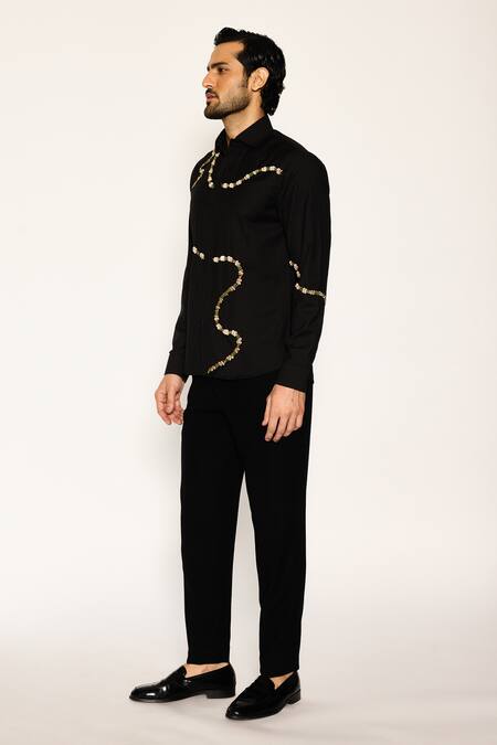 Buy Ankit V Kapoor Black Embroidery Orion Line Woven Shirt Online at Aza Fashions Buy_Ankit V Kapoor_Black Embroidery Orion Line Woven Shirt _Online_at_Aza_Fashions
