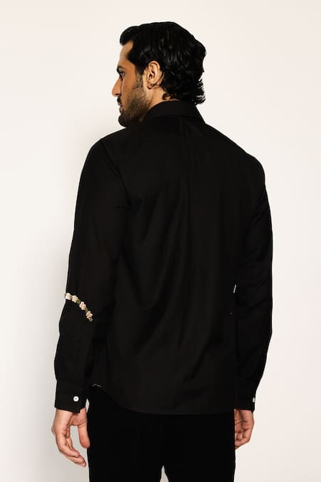 Shop Ankit V Kapoor Black Embroidery Orion Line Woven Shirt at Aza Fashions Shop_Ankit V Kapoor_Black Embroidery Orion Line Woven Shirt _at_Aza_Fashions