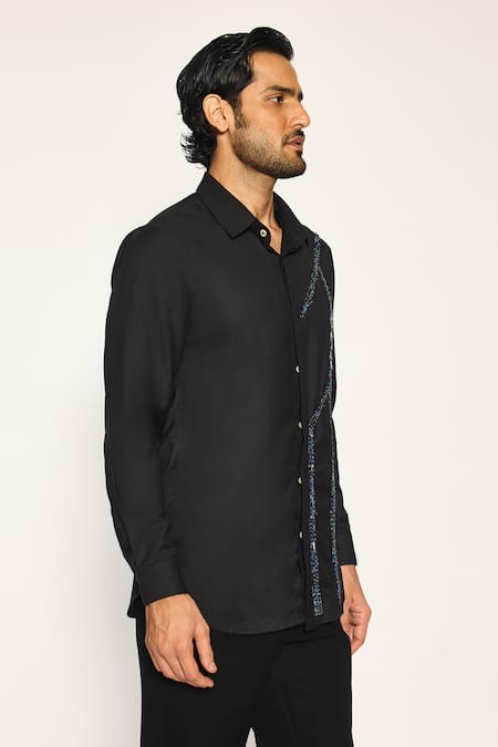 Ankit V Kapoor Black Beads Zen Parallels Gallery Shirt Online at Aza Fashions Ankit V Kapoor_Black Beads Zen Parallels Gallery Shirt _Online_at_Aza_Fashions