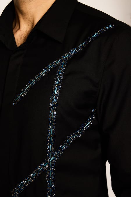 Buy Ankit V Kapoor Black Beads Zen Parallels Gallery Shirt Online at Aza Fashions Buy_Ankit V Kapoor_Black Beads Zen Parallels Gallery Shirt _Online_at_Aza_Fashions