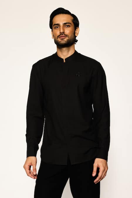 Ankit V Kapoor Black Embroidery Nova Thread Shirt 