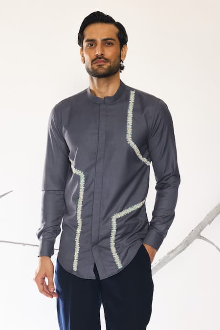 Ankit V Kapoor Lumen Grid Statement Shirt 