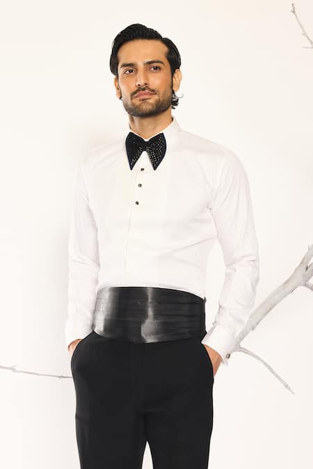 Ankit V Kapoor Ivory Woven Pintux Shirt 
